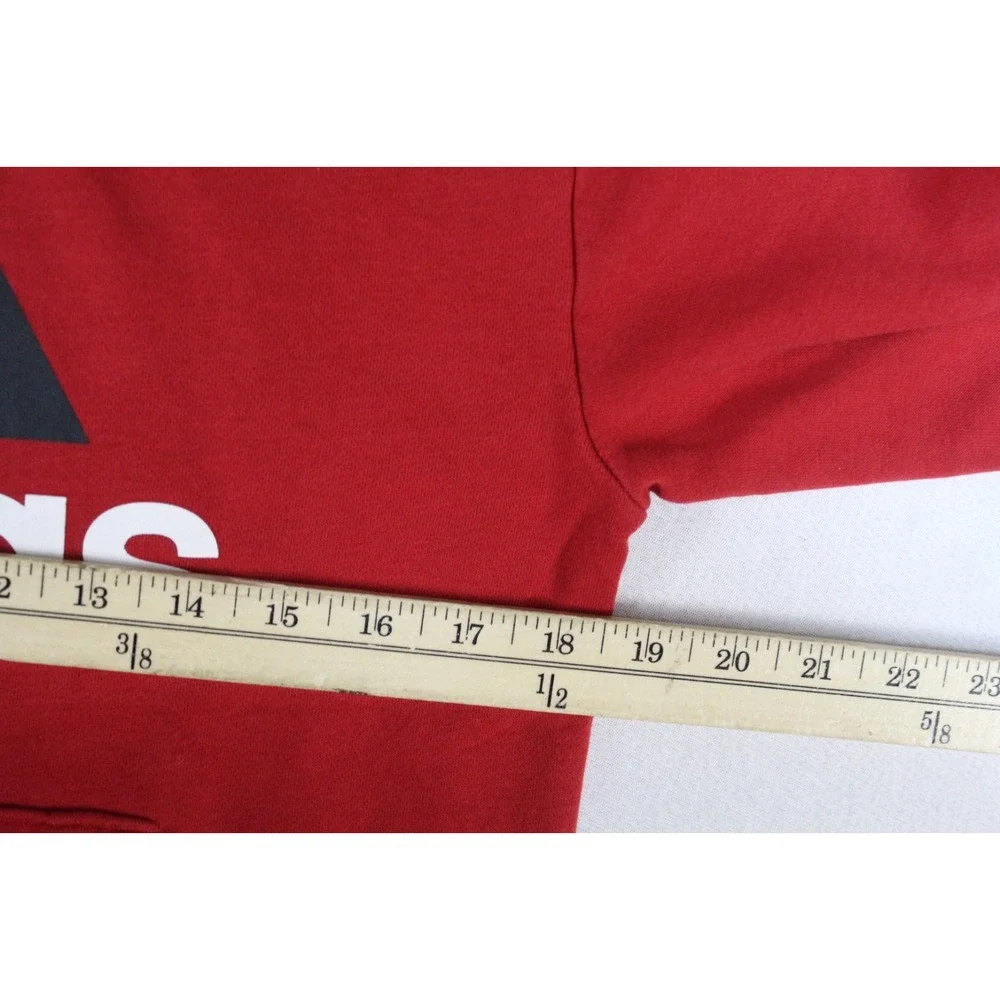 Adidas Boy Red Hooded Sweater Long Sleeve Logo Three Stripes Size Large